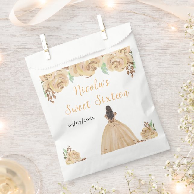 Brown Hair Princess Peach Floral Sweet Sixteen  Favour Bag (Clipped)