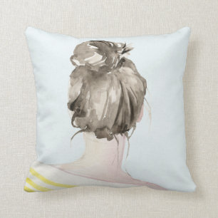 Brown Hair Top Knot Bun Cushion