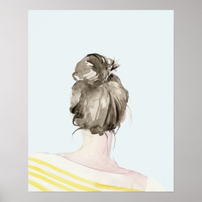 Brown Hair Top Knot Bun Poster (Front)