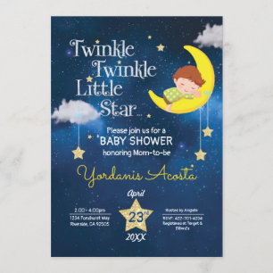 Brown hair Twinkle Twinkle Little star Invitation