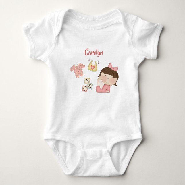 Brown Haired Baby Girl - ABC's Baby Bodysuit (Front)