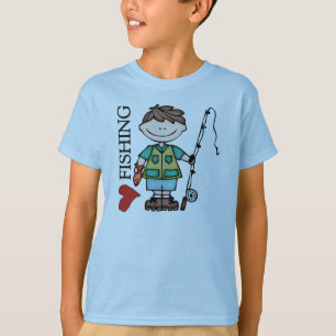 Brown Haired Boy I Love Fishing T-Shirt