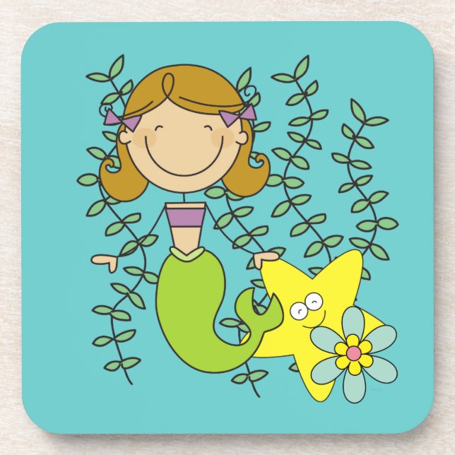 Brown Haired Mermaid Coaster (Front)