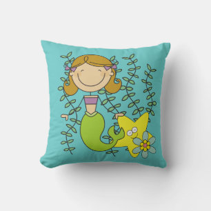 Brown Haired Mermaid Cushion