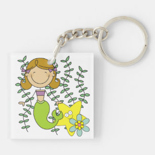 Brown Haired Mermaid Key Ring