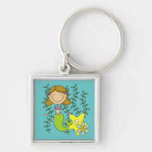 Brown Haired Mermaid Key Ring