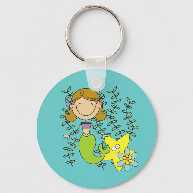 Brown Haired Mermaid Key Ring (Front)