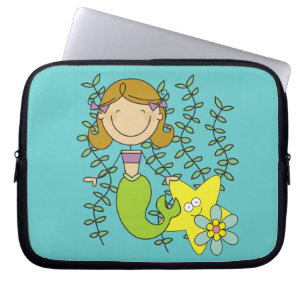 Brown Haired Mermaid Laptop Sleeve
