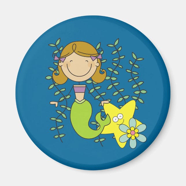 Brown Haired Mermaid Magnet (Front)