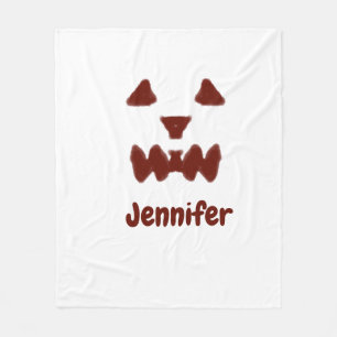 Brown Halloween scary face fall add name modern re Fleece Blanket