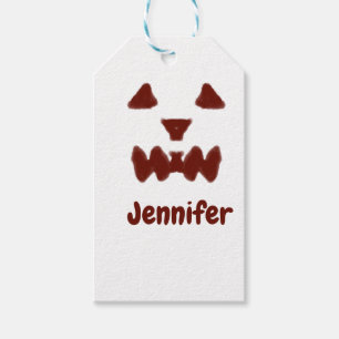 Brown Halloween scary face fall add name modern re Gift Tags