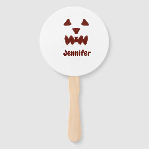 Brown Halloween scary face fall add name modern re Hand Fan