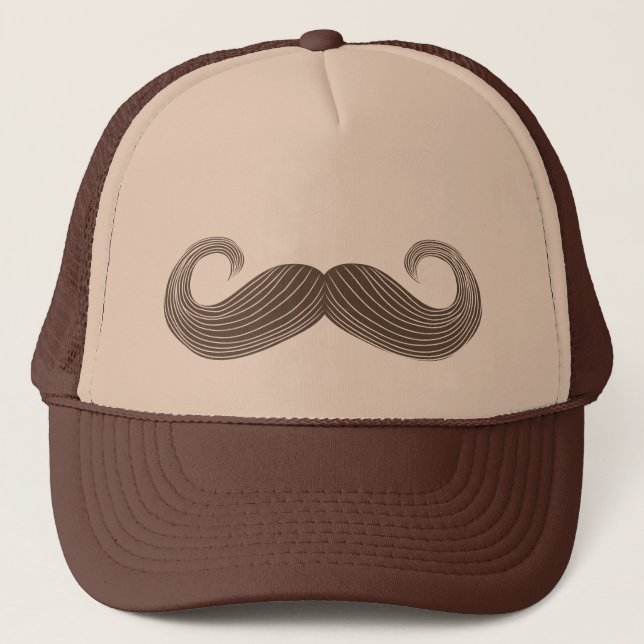 Brown Handlebar Moustache Trucker Hat (Front)