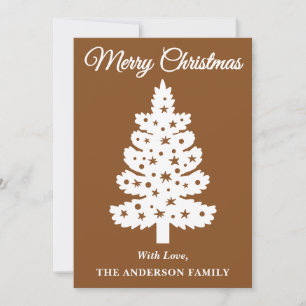Brown Handwritten Script Christmas Tree Holiday Card