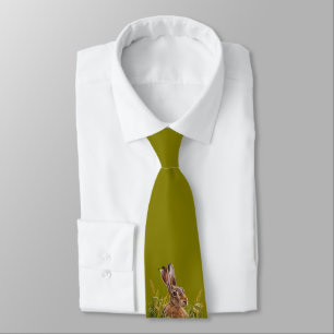 Brown Hare in Meadow Grass Wildlife Tie
