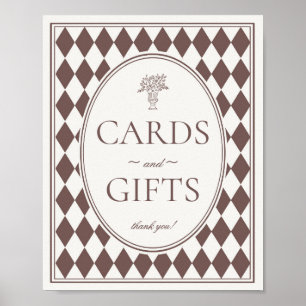 Brown Harlequin Chequered Cards and Gifts Sign