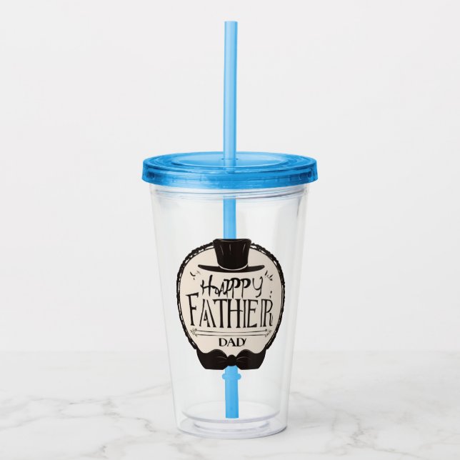 Brown Hat, Happy Fathers Day Acrylic Tumbler (Front)