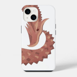 Brown heart dragon on white iPhone 14 case