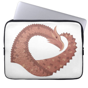 Brown heart dragon on white laptop sleeve
