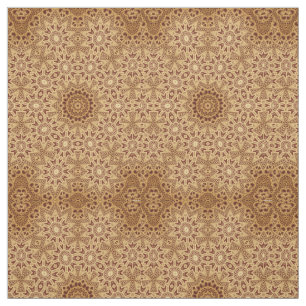 Brown Henna Lace Print Flower Pattern Fabric