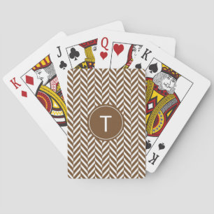 Brown Herringbone Custom Playing Cards