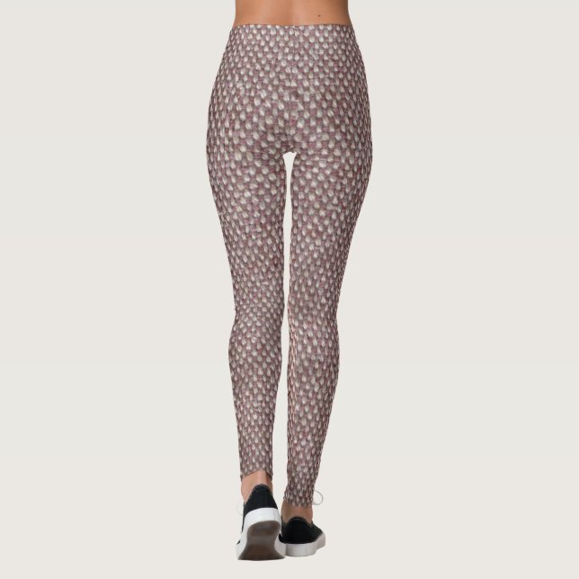 Brown Herringbone Pattern Leggings (Back)