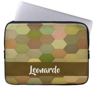 Brown hexagon paved laptop sleeve
