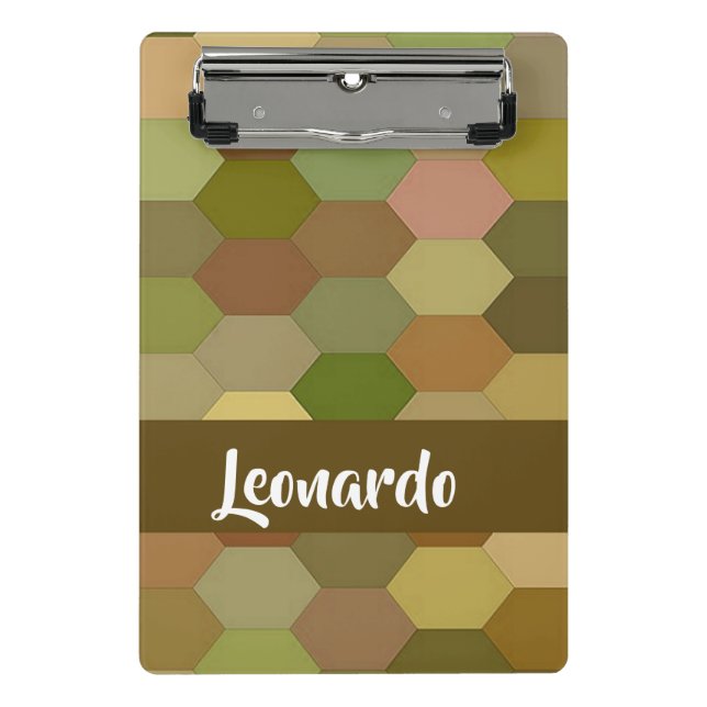 Brown hexagon paved mini clipboard (Front)
