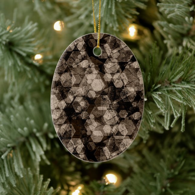 Brown hexagons. ceramic ornament (Tree)