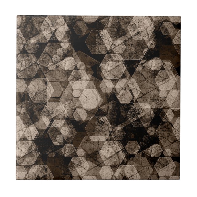 Brown hexagons. ceramic tile (Front)