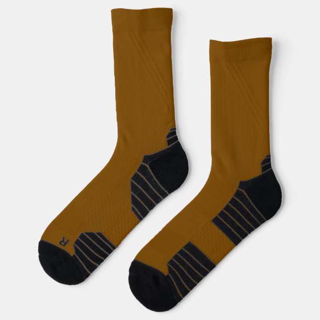Brown High-Performance Athletic Crew Socks  (Left)