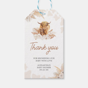 Brown Highland Cow Baby Shower Favour Tags