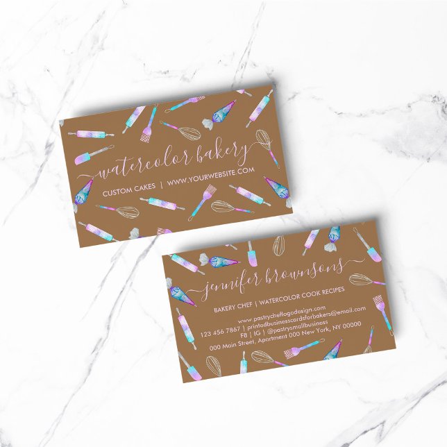 Brown Hologram Bakery Homemade Chef Patisserie Business Card (bakery business  chef)