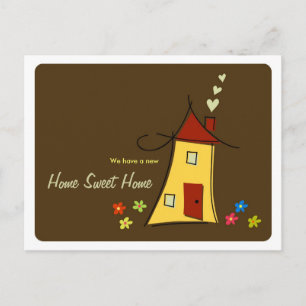 Brown Home Sweet Home / We Moved Postcard