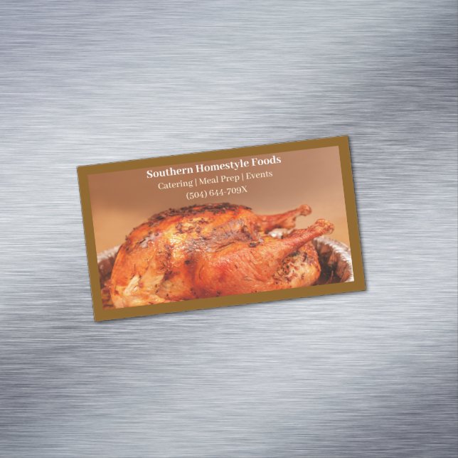 Brown Homestyle Cooked Turkey Prepared Foods Magnetic Business Card (In Situ)