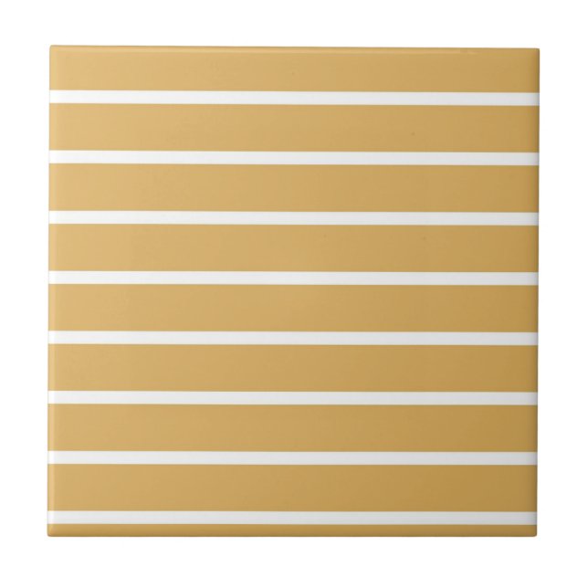 Brown Horizontal Stripe Pattern Ceramic Tile (Front)