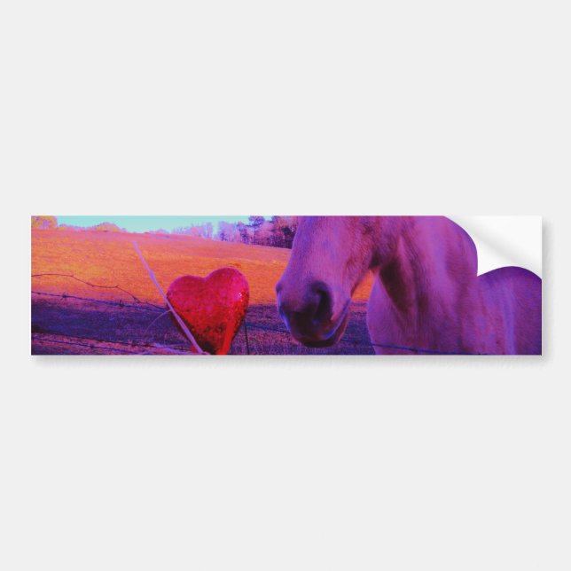 Brown Horse and Red Heart Bumper Sticker (Front)