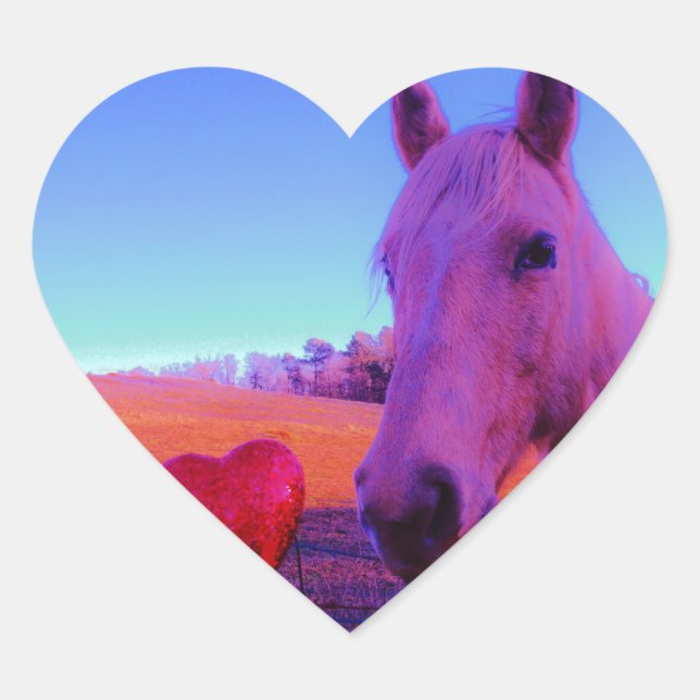 Brown Horse and Red Heart Sticker (Front)