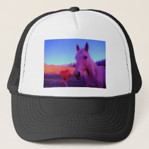 Brown Horse and Red Heart Trucker Hat