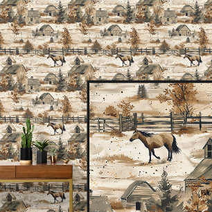 Brown Horse Barn Autumn Ranch  Wallpaper