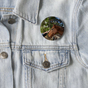 Brown Horse Be Kind Message, 6 Cm Round Badge