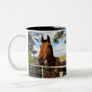 Brown Horse Called Tulip, Two-Tone Coffee Mug