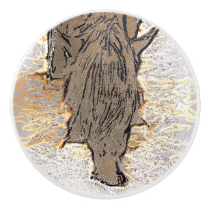 BROWN HORSE CERAMIC KNOB