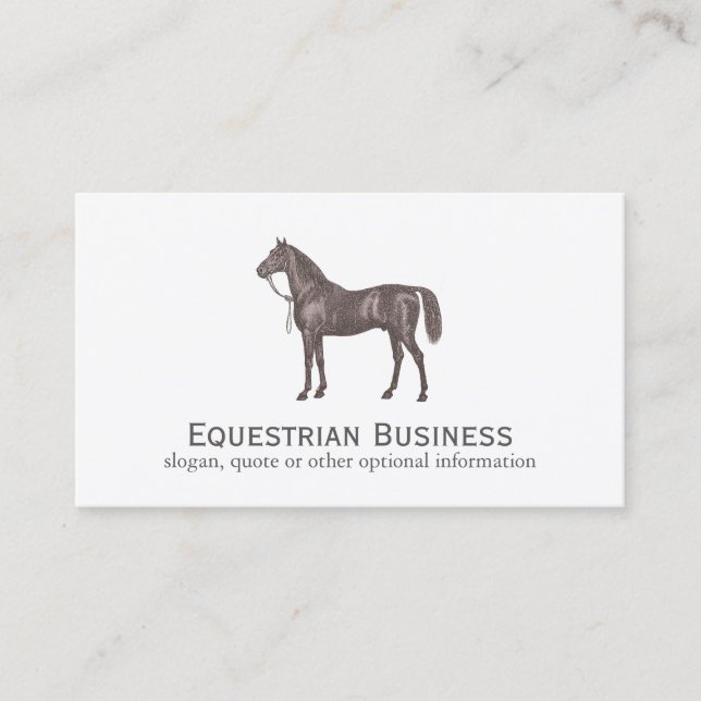 Brown Horse Equestrian Simple Business Card (Front)
