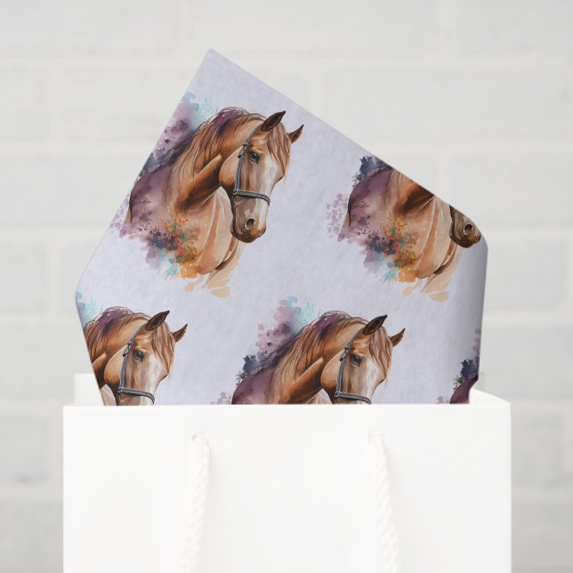 Brown Horse Head in Watercolor Pattern Tissue Paper (Gift Bag)