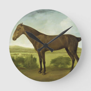 Brown Horse in a Hilly Landscape, c.1780-1800 (oil Round Clock