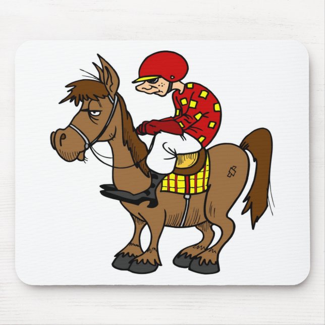 Brown Horse Jockey Mouse Pad (Front)