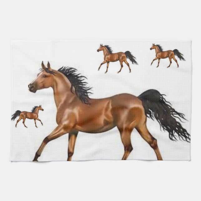 brown horse kitchen hand towel (Horizontal)