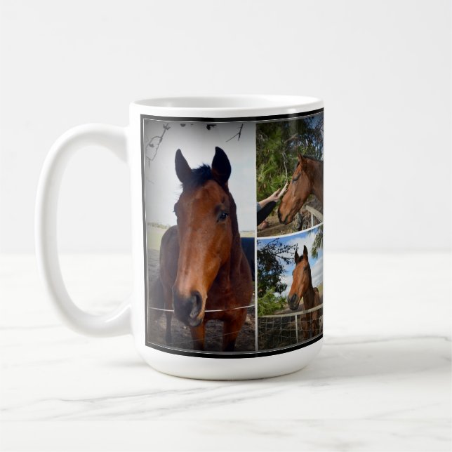 Brown Horse Photo Collage, Coffee Mug (Left)