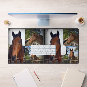 Brown Horse Photo Collage, Desk Mat